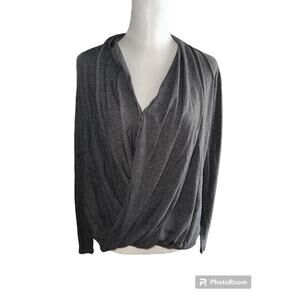 Calia by Carrie Underwood Cris Cross Top Gray Long Sleeve Medium